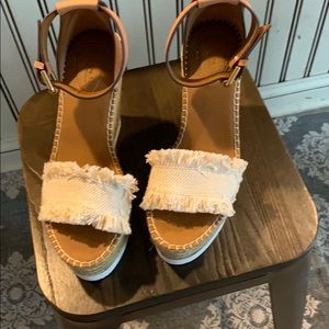 See by Chloe canvas wedge espadrille